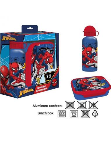 Set botella cantimplora aluminio 500ml  y sandwichera de Spiderman - Imagen 1