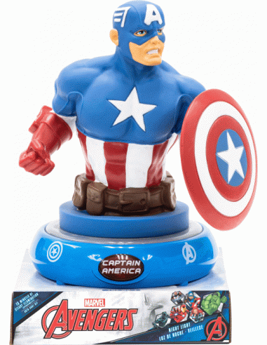 Lámpara led de noche figura 3D 21cm Capitán Amercia de Avengers - Imagen 1