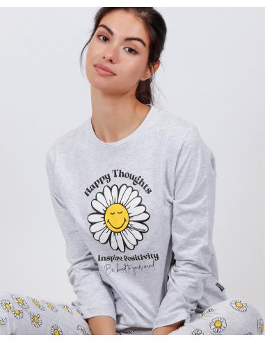 SMILEY Pijama Manga Larga Happy Thoughts para Mujer - Imagen 1