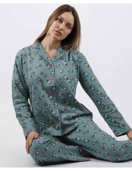 DISNEY Pijama Abierto Manga Larga Minnie Mint para Mujer - Imagen 1