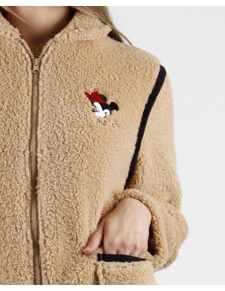 DISNEY Bata Manga Larga Calentita Borreguito Minnie Leopardo para Mujer - Imagen 2