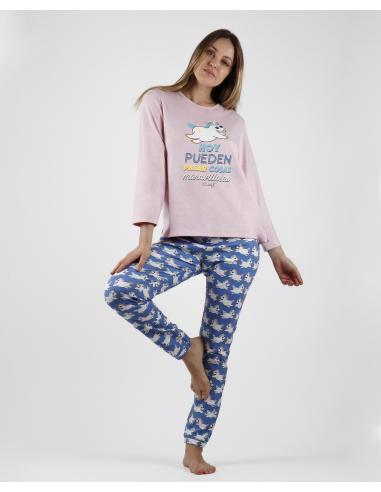 MR WONDERFUL Pijama Manga Larga Unicornio para Mujer - Imagen 2