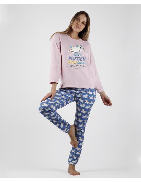 MR WONDERFUL Pijama Manga Larga Unicornio para Mujer - Imagen 2