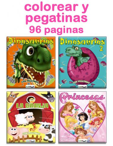 Libro colorear con pegatinas 96 páginas 19x24cm - Imagen 1