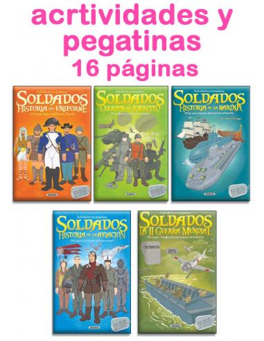 Libro actividades y pegatinas soldados con tapa blanda 16 páginas - Imagen 1