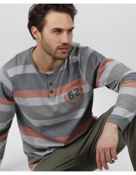 LOIS Pijama Manga Larga Rayas Camouflage para Hombre
