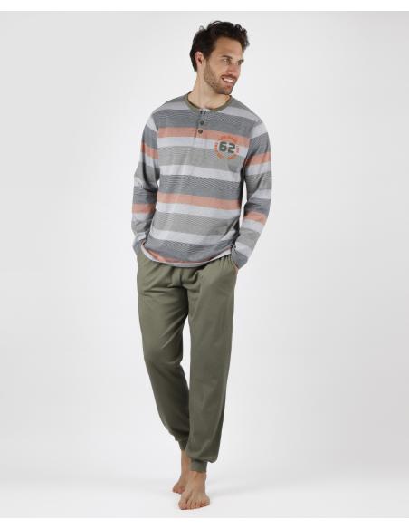 LOIS Pijama Manga Larga Rayas Camouflage para Hombre