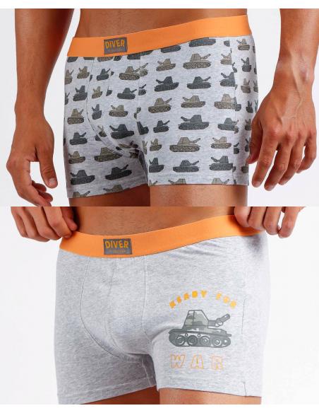 DIVER Calzoncillo/Bóxer War para Hombre, (Caja de 2 unidades)
