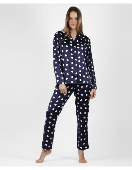 ADMAS CLASSIC Pijama Abierto Manga Larga Love Heart para Mujer