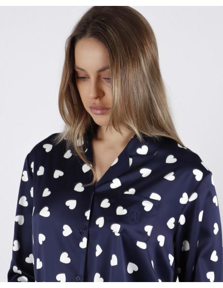 ADMAS CLASSIC Pijama Abierto Manga Larga Love Heart para Mujer