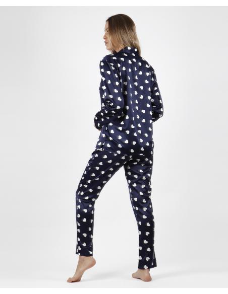 ADMAS CLASSIC Pijama Abierto Manga Larga Love Heart para Mujer