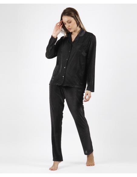 ADMAS CLASSIC Pijama Manga Larga Abierto Classic Elegant Stripes para Mujer