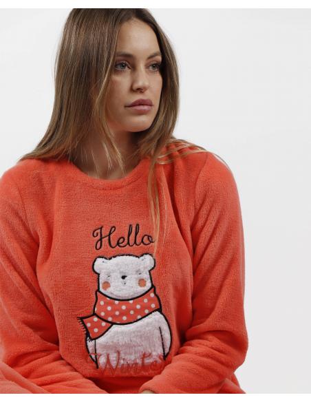 ADMAS Pijama Calentito Manga Larga Hello Winter para Mujer
