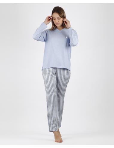 ADMAS CLASSIC Pijama Manga Larga Fashion Stripes para Mujer