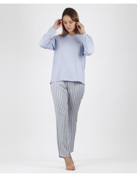 ADMAS CLASSIC Pijama Manga Larga Fashion Stripes para Mujer