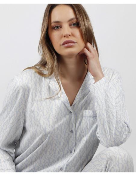 ADMAS CLASSIC Pijama Abierto Manga Larga Logo Soft para Mujer