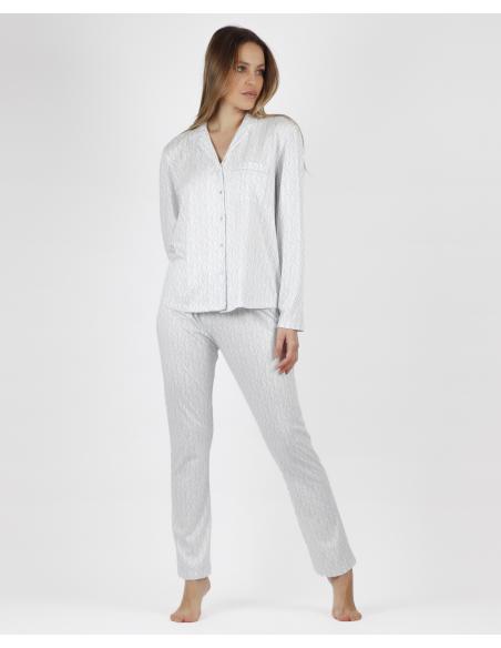 ADMAS CLASSIC Pijama Abierto Manga Larga Logo Soft para Mujer
