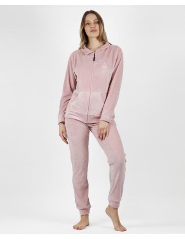 ADMAS Pijama Abierto Manga Larga Doble Velvet Soft Home para Mujer