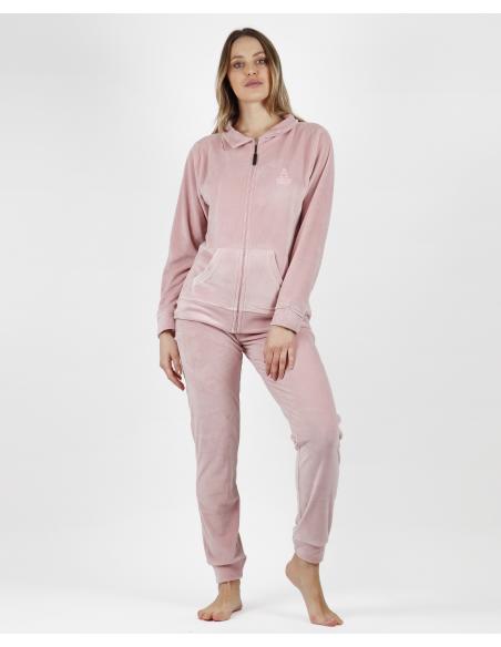ADMAS Pijama Abierto Manga Larga Doble Velvet Soft Home para Mujer