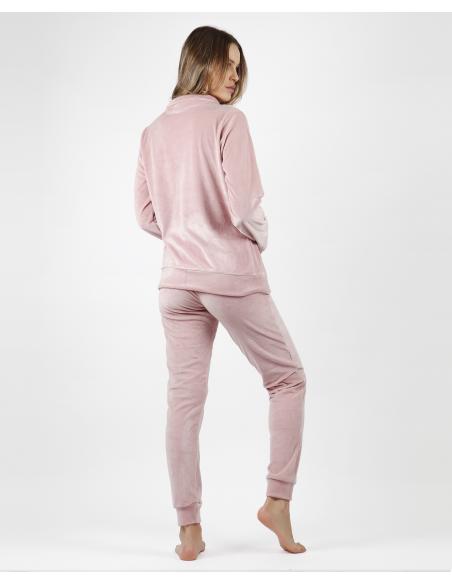 ADMAS Pijama Abierto Manga Larga Doble Velvet Soft Home para Mujer