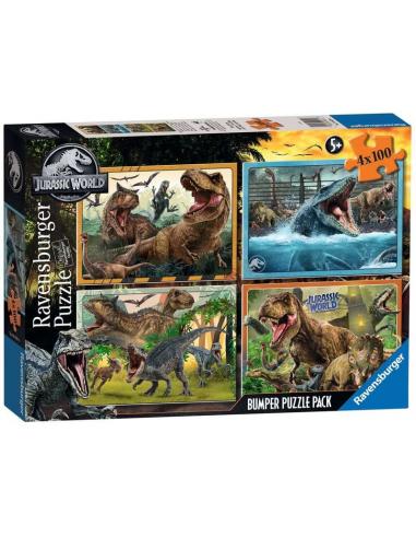 Ravensburger, Puzzle 4x100, 4 puzzles 36x26cm 100 piezas de Jurassic World