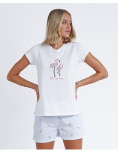 ADMAS Pijama Manga Corta Flamingo Lovers para Mujer
