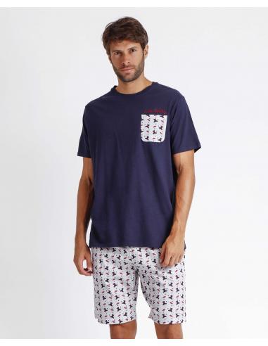 ADMAS Pijama Manga Corta Cute Teddy para Hombre