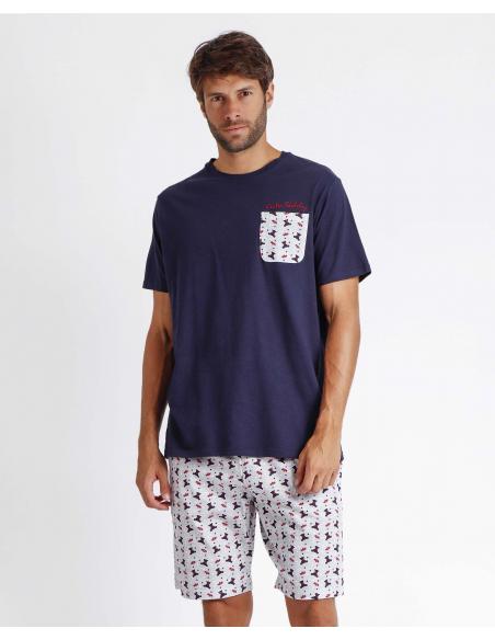 ADMAS Pijama Manga Corta Cute Teddy para Hombre