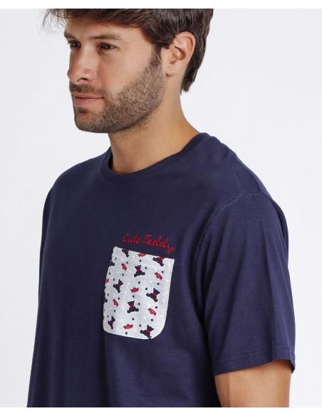 ADMAS Pijama Manga Corta Cute Teddy para Hombre