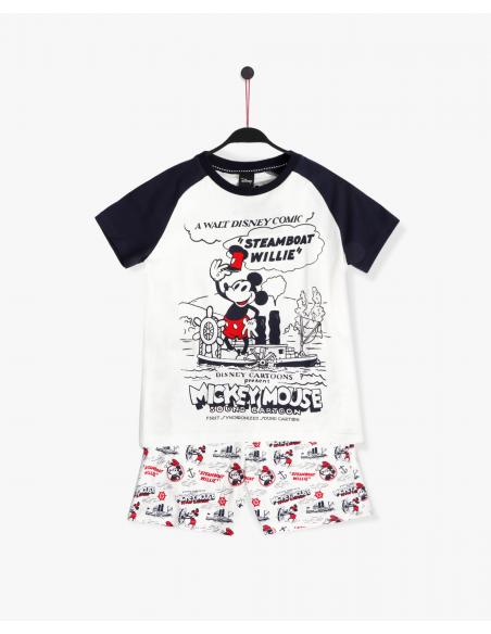 DISNEY 100 Pijama Manga Corta Steamboat Willie para Niño