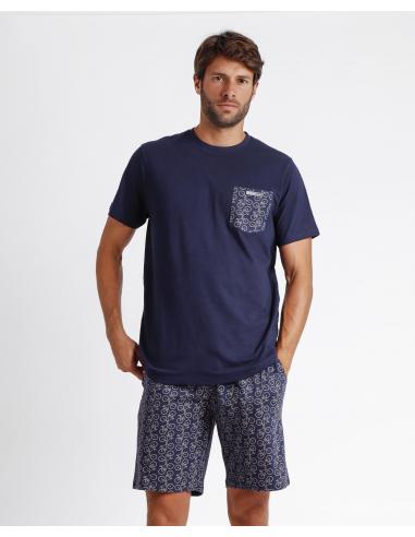 ANTONIO MIRO Pijama Manga Corta Marino Bikely para Hombre