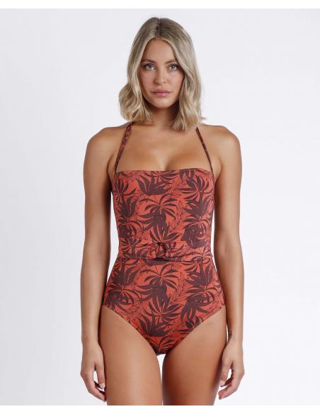 ADMAS Bañador Bandeau Sunset Palm para Mujer