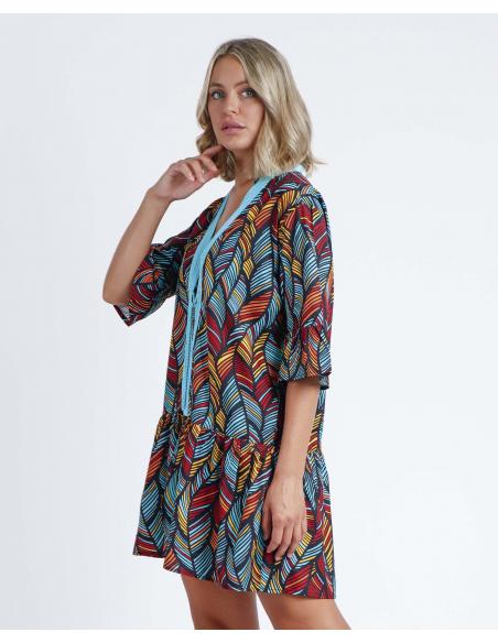 ADMAS Vestido Ethnic Feathers para Mujer