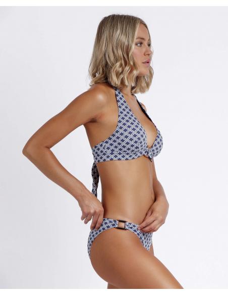 ADMAS Bikini Halter Geometric Navy para Mujer