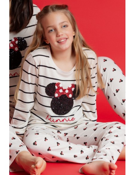 DISNEY Pijama Manga Larga Minnie Sequins para Niña