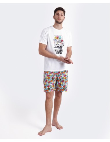 ▷ PIJAMA SMILEY MANGA CORTA CREW PARA HOMBRE - S