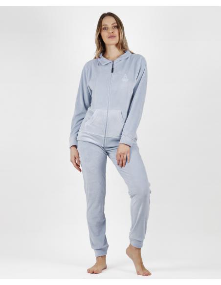 ADMAS Pijama Abierto Manga Larga Doble Velvet Soft Home para Mujer