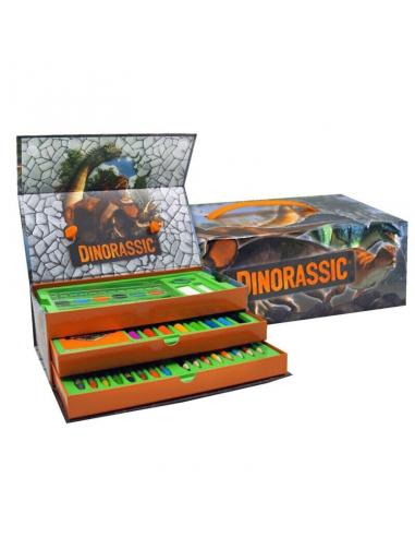 Set maletin para colorear de tres compartimentos de Jurassic World