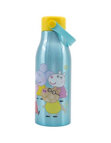 Botella cantimplora aluminio 760ml con asa en el tapón de Peppa Pig