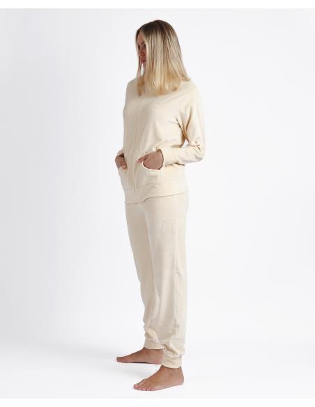 ADMAS Pijama Abierto Manga Larga Doble Velvet Soft Home para Mujer