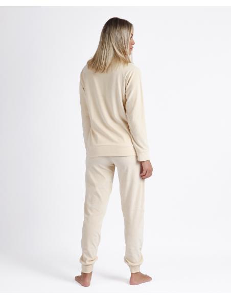 ADMAS Pijama Abierto Manga Larga Doble Velvet Soft Home para Mujer