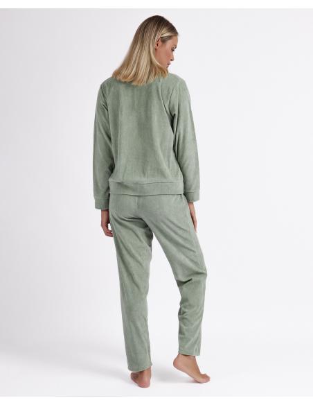 ADMAS Pijama Manga Larga Corduroy para Mujer