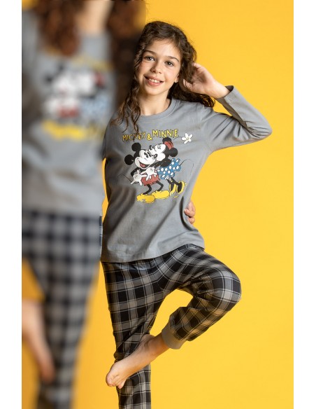 DISNEY Pijama Manga Larga Mickey Grey para Niña