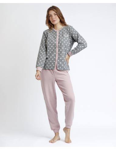 ADMAS Pijama Abierto Manga Larga Sweet Dots B para Mujer