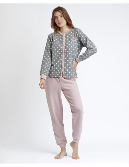 ADMAS Pijama Abierto Manga Larga Sweet Dots B para Mujer