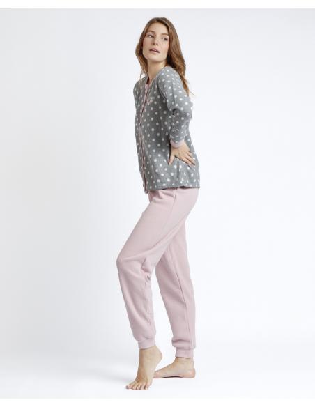 ADMAS Pijama Abierto Manga Larga Sweet Dots B para Mujer