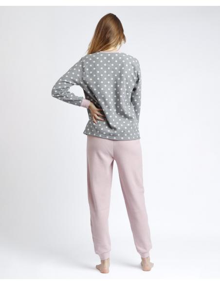 ADMAS Pijama Abierto Manga Larga Sweet Dots B para Mujer