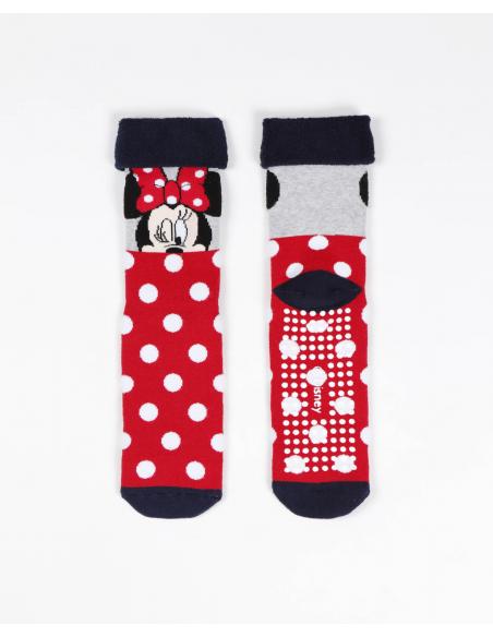 DISNEY Calcetín Antideslizante Mickey & Minnie Dots para Mujer