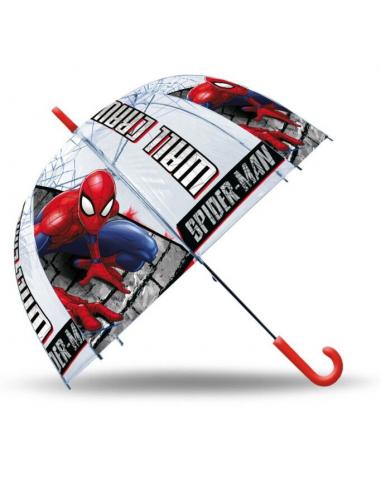 Paraguas transparente campana manual 46cm de Spiderman