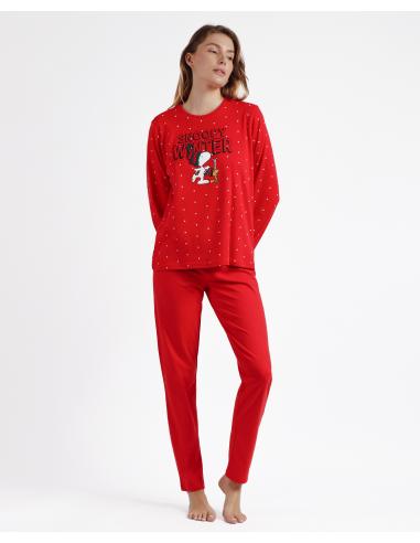 PEANUTS Pijama Manga Larga Winter Peanuts para Mujer